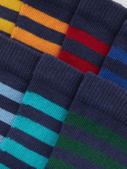 John Lewis Kids' Organic Cotton Rich Stripe Ankle Socks, Pack of 7, Multi - view 2, Multi