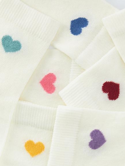 John Lewis Kids' Organic Cotton Rich Heart Ankle Socks, Pack of 7, Multi - view 2, Multi