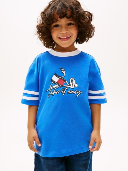 Tommy Hilfiger Kids' Take It Easy Short Sleeve T-Shirt, Blue/White/Red, Blue/White/Red
