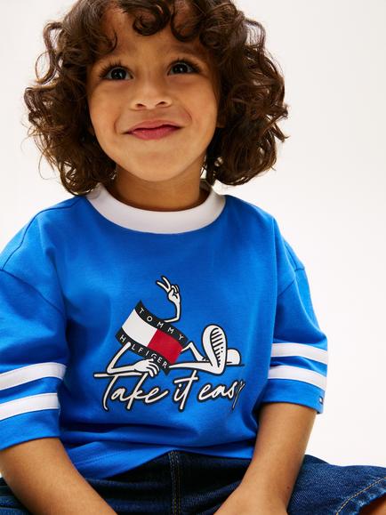 Tommy Hilfiger Kids' Take It Easy Short Sleeve T-Shirt, Blue/White/Red - view 2, Blue/White/Red