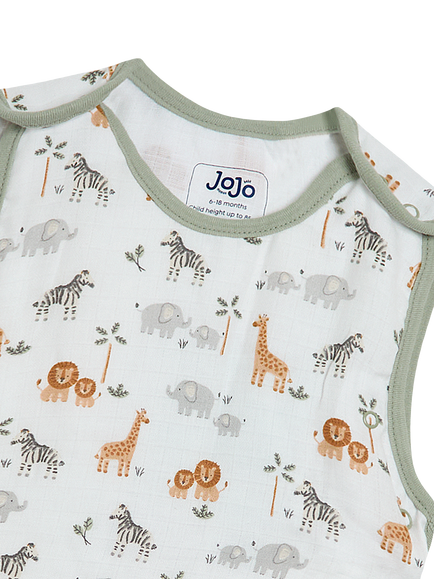 JoJo Maman Bébé Baby Muslin Sleeping Bag, 1 Tog, Safari - view 2, Safari