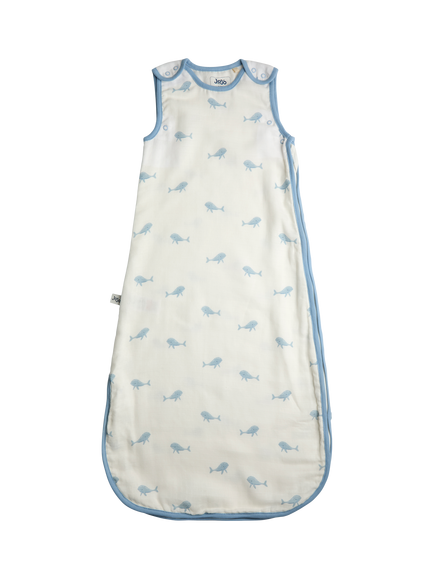 JoJo Maman Bébé Baby Whale Sleeping Bag, 1 Tog, White/Blue, White/Blue
