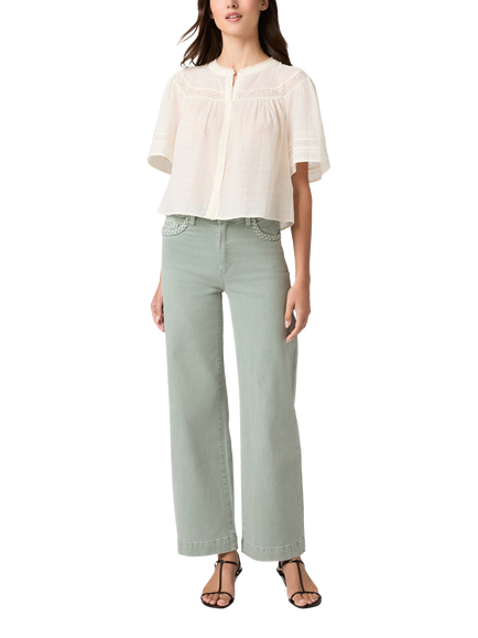 PAIGE Anessa 31" Braided Pocket High Rise Wide Leg Jeans, Vintage Seaglass, Vintage Seaglass