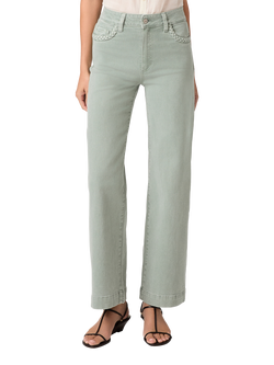 PAIGE Anessa 31" Braided Pocket High Rise Wide Leg Jeans, Vintage Seaglass - view 2, Vintage Seaglass