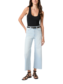 PAIGE Anessa High Rise Wide Leg Raw Hem Ankle Jeans, Motif, Motif