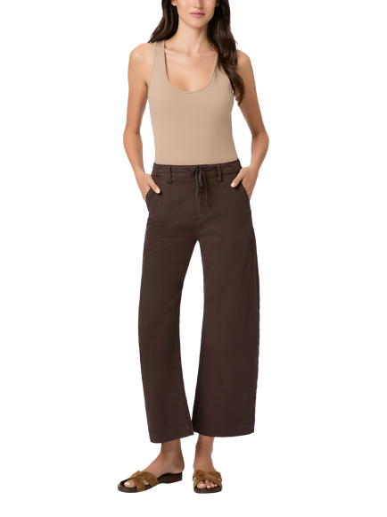 PAIGE Arellia Ankle Crop High-Rise Barrell Leg Jeans, Rich Chocolate