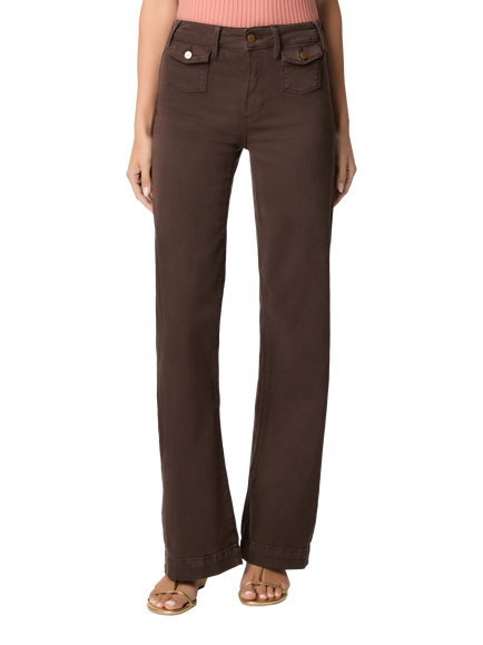 PAIGE Leenah Patch Pocket High Rise Wide Leg Jeans, Rich Chocolate - view 2, Rich Chocolate