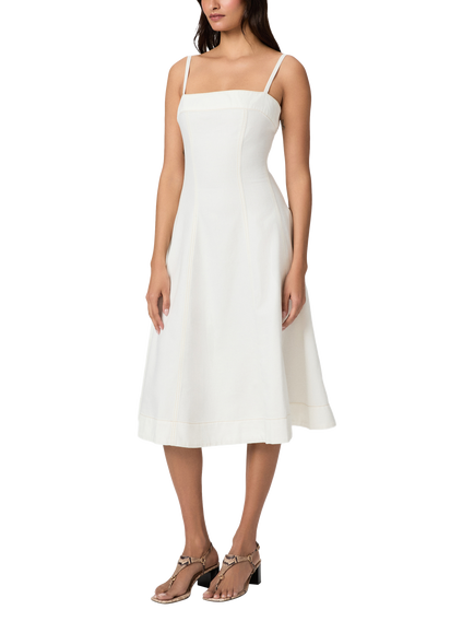 PAIGE Pippa Sleeveless Denim Midi Dress, White - view 2, White