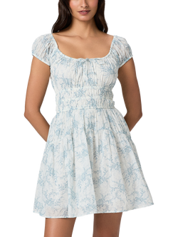 PAIGE Rosewood Floral Cotton Mini Dress, Blue/White - view 2, Blue/White