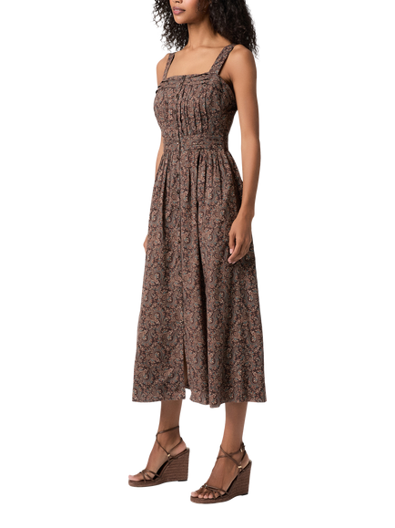 PAIGE Temecula Sleeveless Paisley Print Midi Dress, Brown/Multi - view 2, Brown Multi