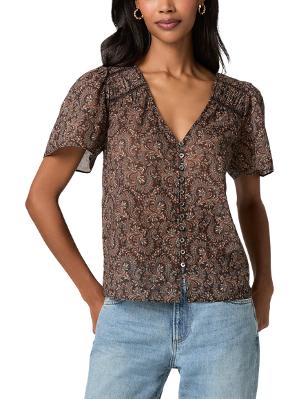 PAIGE Elodie Print Blouse, Brown Multi, Brown Multi