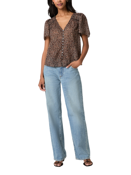 PAIGE Elodie Print Blouse, Brown Multi - view 2, Brown Multi