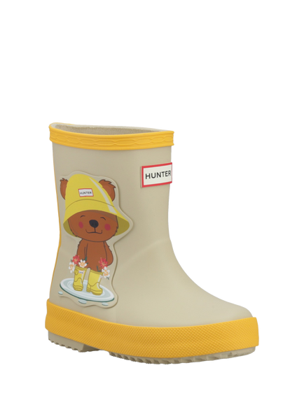 Hunter Kids' Bear First Classic Wellington Boots, Yellow Multi - view 2, Yellow Multi