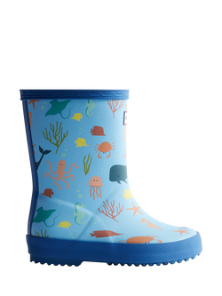 Hunter Kids' First Ocean Print Wellington Boots, Dragonfly Blue, Dragonfly Blue