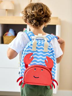 JoJo Maman Bébé Kids' Crab Appliqué Backpack, Mid Blue - view 2, Mid Blue