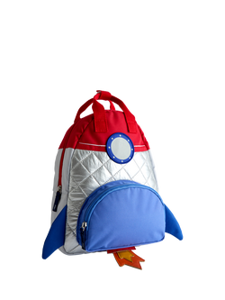 JoJo Maman Bébé Kids' Quilted Space Rocket Backpack, Silver, Silver