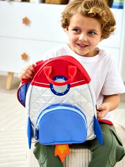 JoJo Maman Bébé Kids' Quilted Space Rocket Backpack, Silver - view 2, Silver