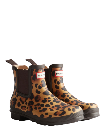 Hunter Original Chelsea Leopard Print Boots, Brown - view 2, Brown