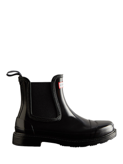 Hunter Commando Gloss Chelsea Boots, Black, Black