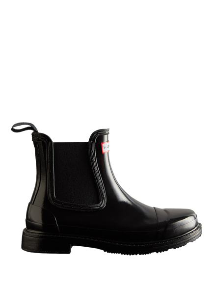 Hunter Commando Gloss Chelsea Boots, Black, Black