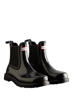 Hunter Commando Gloss Chelsea Boots, Black - view 2, Black