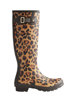 Hunter Original Tall Leopard Print Wellington Boots, Brown, Brown