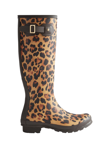 Hunter Original Tall Leopard Print Wellington Boots, Brown, Brown