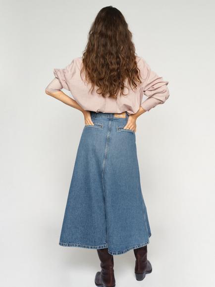MOS MOSH Leala Denim Skirt, Mid Blue - view 2, Mid Blue