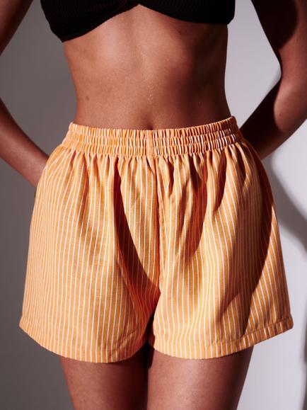 South Beach Striped Beach Shorts, Orange - view 2, Orange
