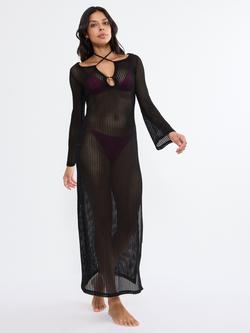 Triumph Beach MyWear Crochet Maxi Dress, Black, Black