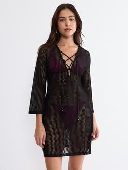 Triumph Beach MyWear Crochet Mini Dress, Black, Black