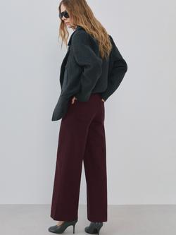 Mango High Rise Stretch Wide Leg Jeans, Wine - view 2, Wine