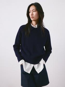 Mango Collared Relaxed Fit Jumper, Navy, Navy
