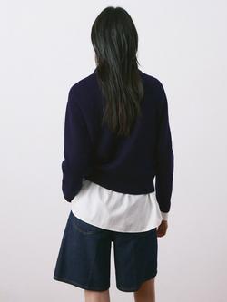 Mango Collared Relaxed Fit Jumper, Navy - view 2, Navy