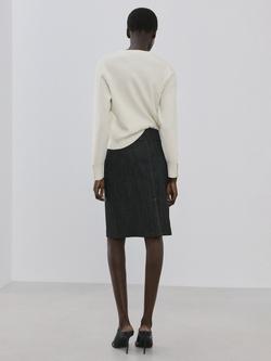 Mango Round Neck Button Sleeve Jumper, Raw - view 2, Raw