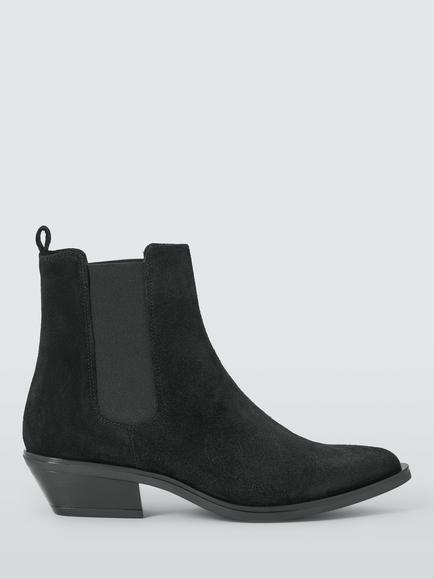 John Lewis Princeton Suede Western Chelsea Boots, Black