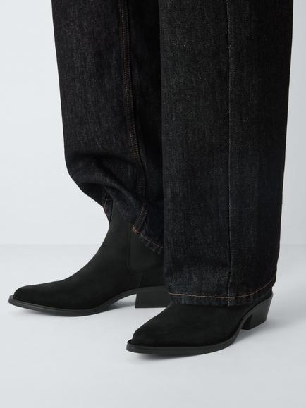 John Lewis Princeton Suede Western Chelsea Boots - view 2, Black
