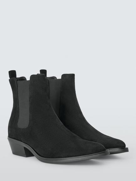 John Lewis Princeton Suede Western Chelsea Boots - view 2, Black