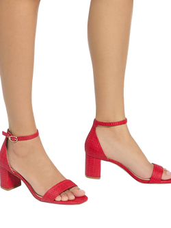 Dune London Melins Wide Fit Heeled Sandals, Red - view 2, Red