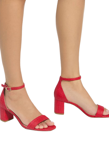 Dune London Melins Wide Fit Heeled Sandals, Red - view 2, Red