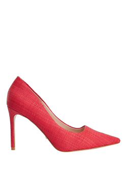 Dune London Assured Raffia High Heel Pointed Toe Court Shoes, Red, Red