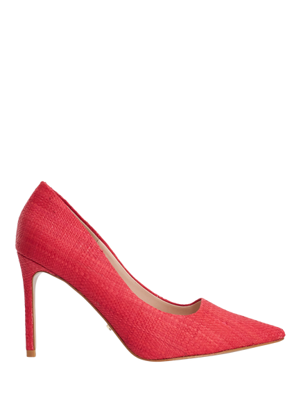 Dune London Assured Raffia High Heel Pointed Toe Court Shoes, Red, Red