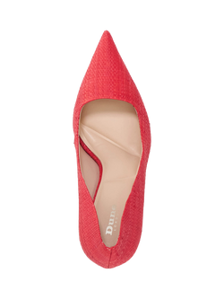 Dune London Assured Raffia High Heel Pointed Toe Court Shoes, Red - view 2, Red