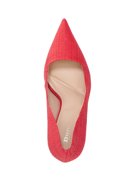 Dune London Assured Raffia High Heel Pointed Toe Court Shoes, Red - view 2, Red