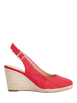 Dune London Capable Raffia Wedge Heel Court Shoes, Red, Red