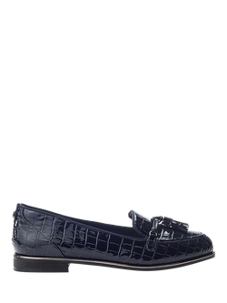 Moda in Pelle Eriinn Croc Effect Tassel Loafers, Navy, Navy