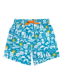 Frugi Kids Kai Cotton Shorts, Blue Beach Times, Blue Beach Times