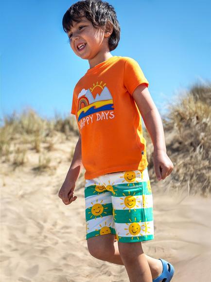 Frugi Kids' Carsen Happy Days Applique T-Shirt, Spark Orange - view 2, Spark Orange