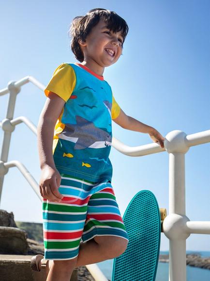 Frugi Kids' Iori Printed T-Shirt, Hotchpotch - view 2, Hotchpotch
