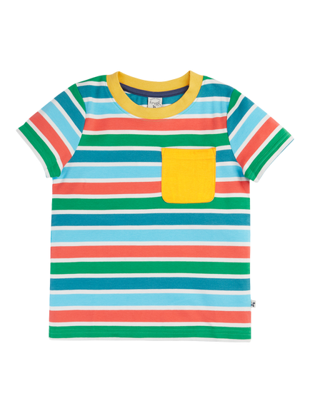 Frugi Kids' Piran Pocket Striped T-Shirt, Summer Breton, Summer Breton